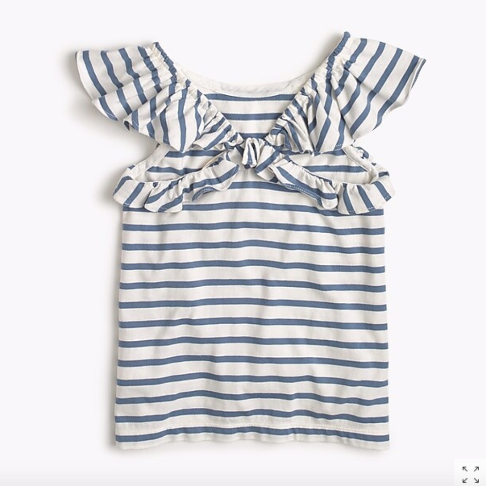 J. Crew Girls' ruffle tank top in stripes - Picture 2 of 6